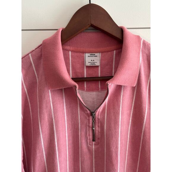 Urban Outfitters Pink & White Striped Polo Shirt | Men’s M - Picture 3 of 9